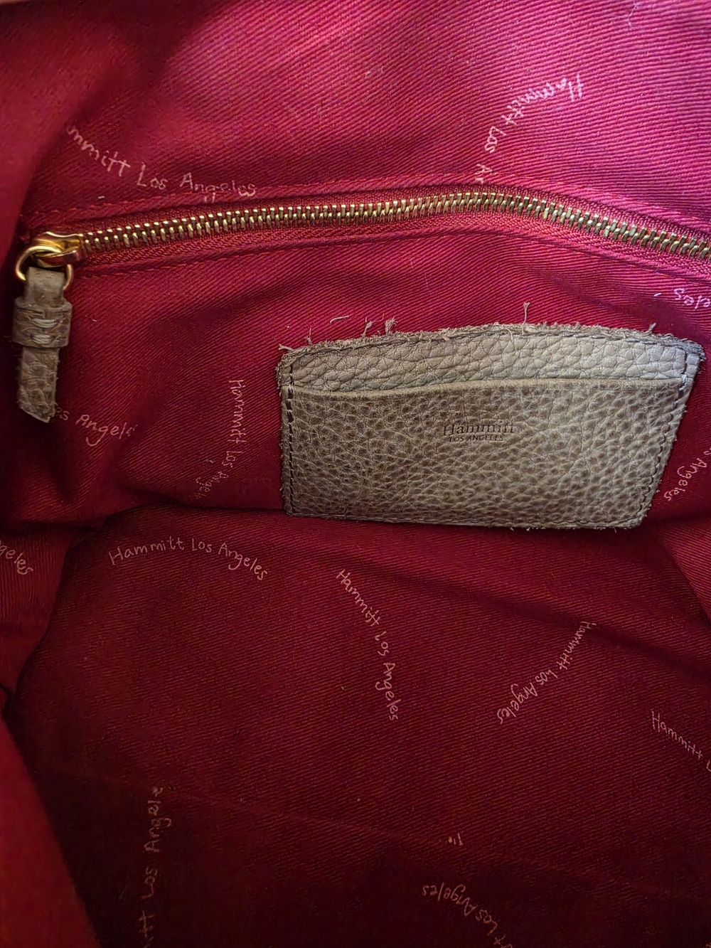 Hammitt Taupe Pebbled Leather Handbag Crossbody Bag with Gold Hardware - Picture 8 of 16